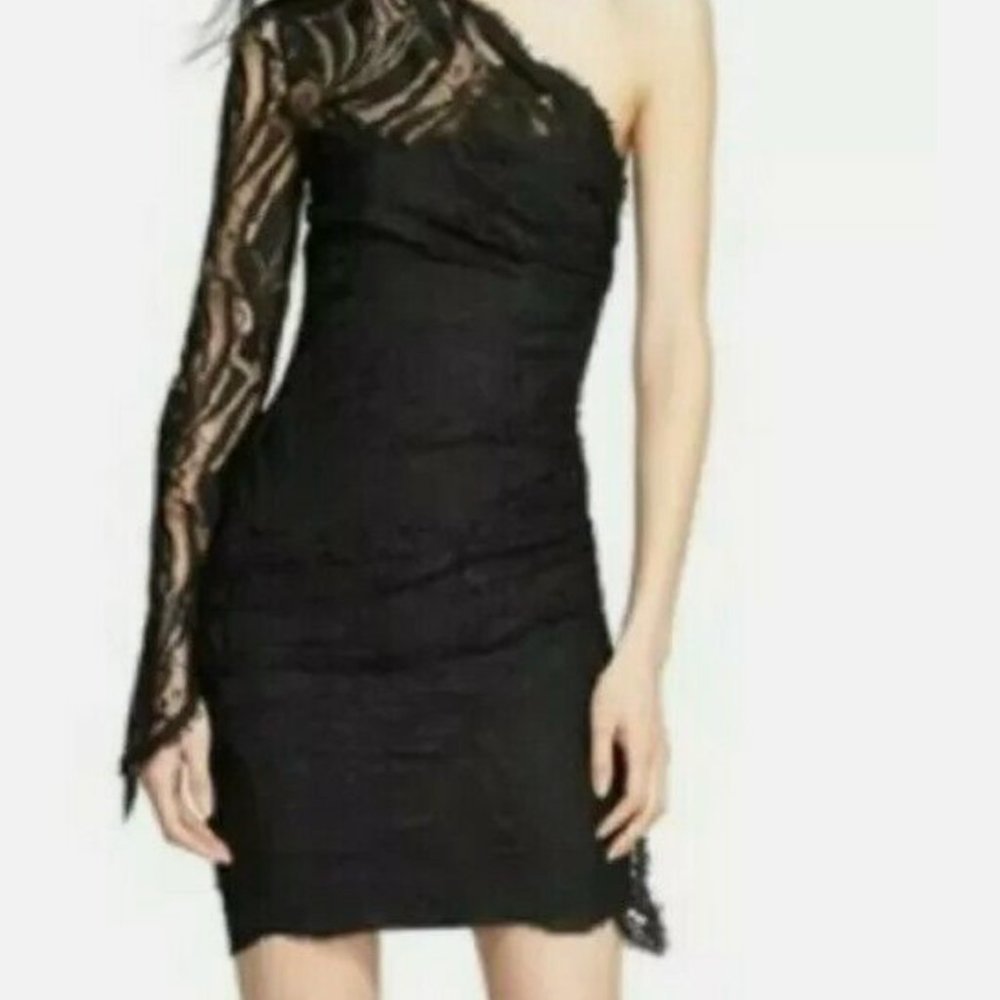 Emilio Pucci one shoulder black lace dress size 42 Size: 8 fits medium